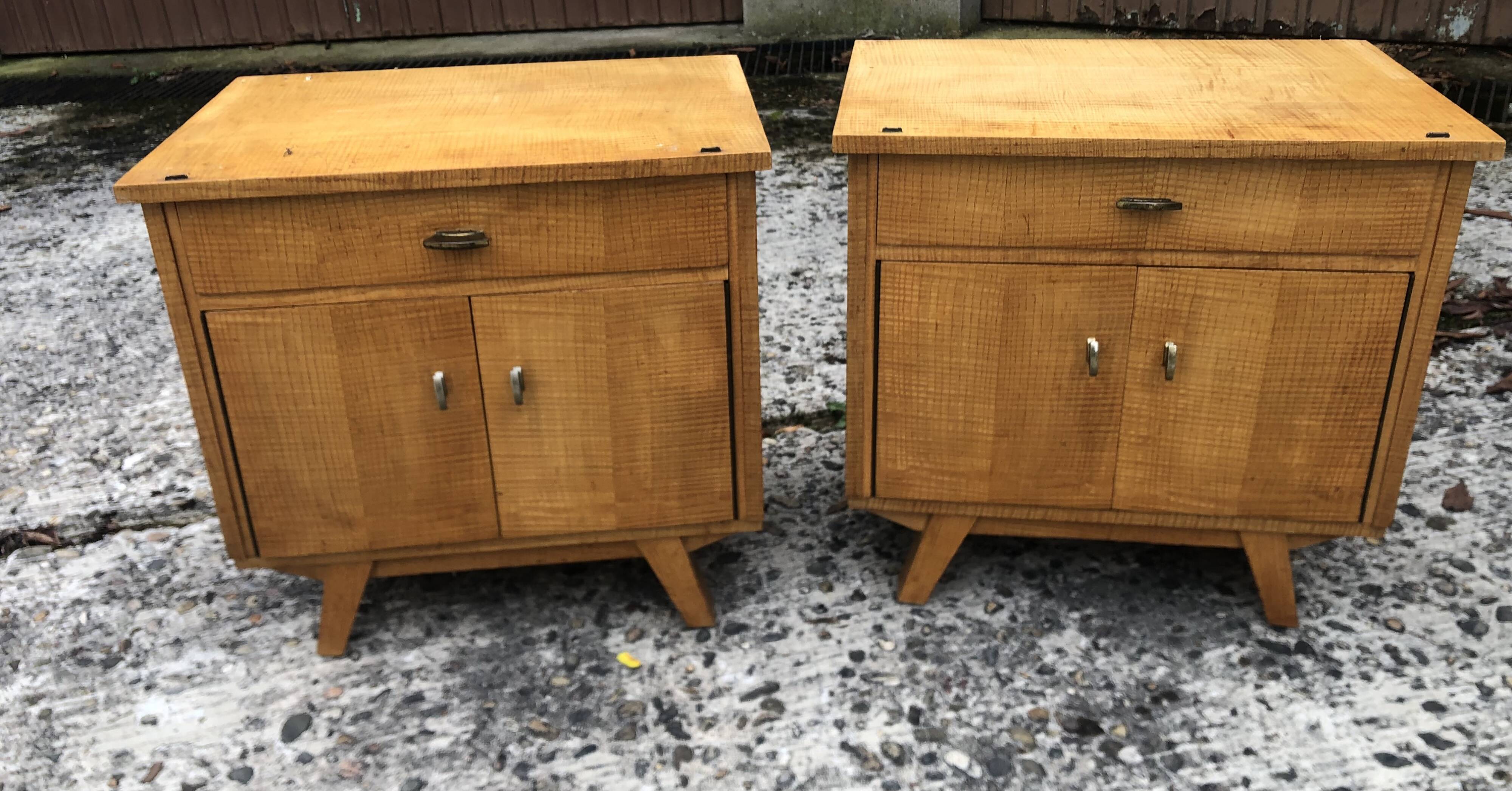 Vintage 60s blond wood bedside tables