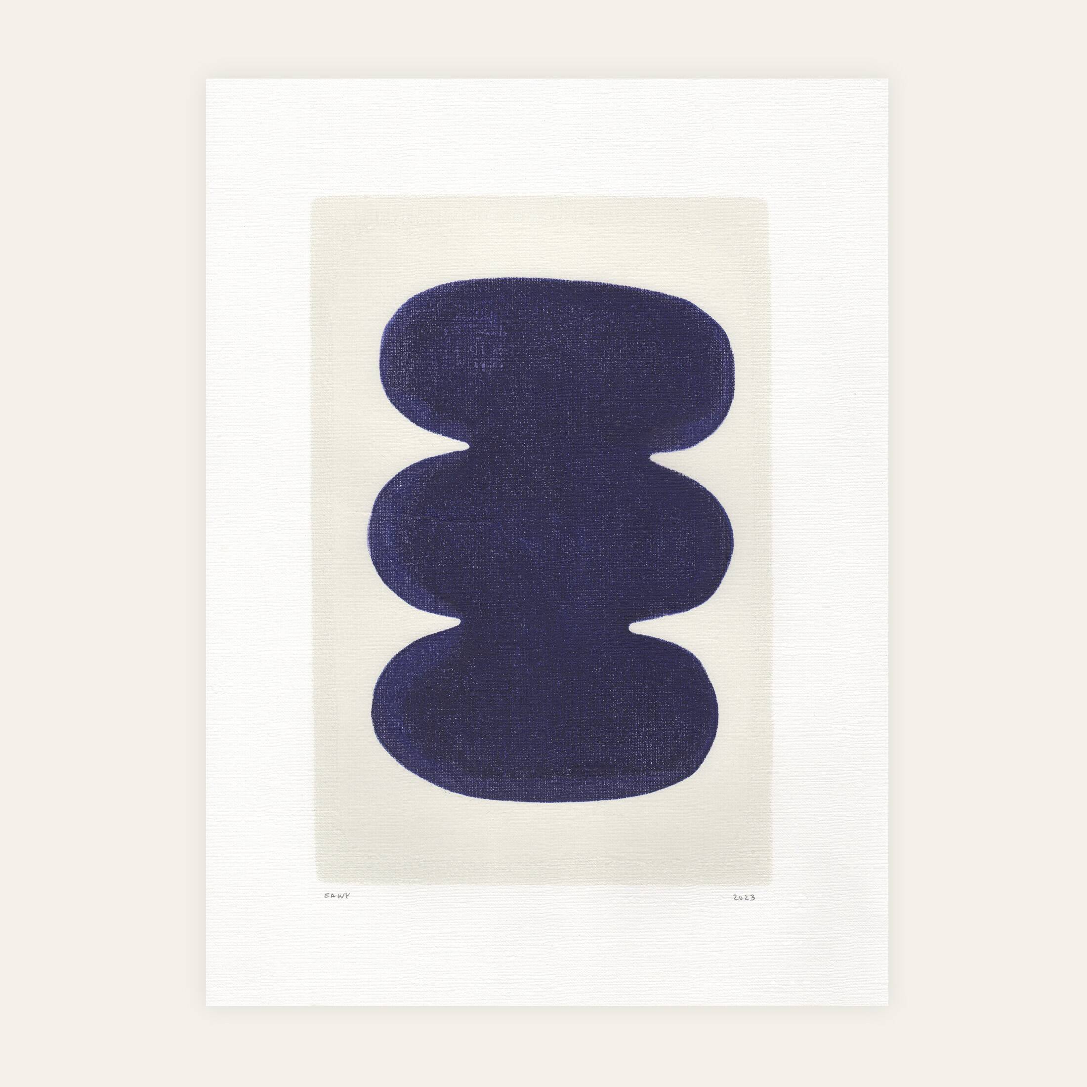 Abstract painting 30x40cm contemporary illustration blue signed Eawy