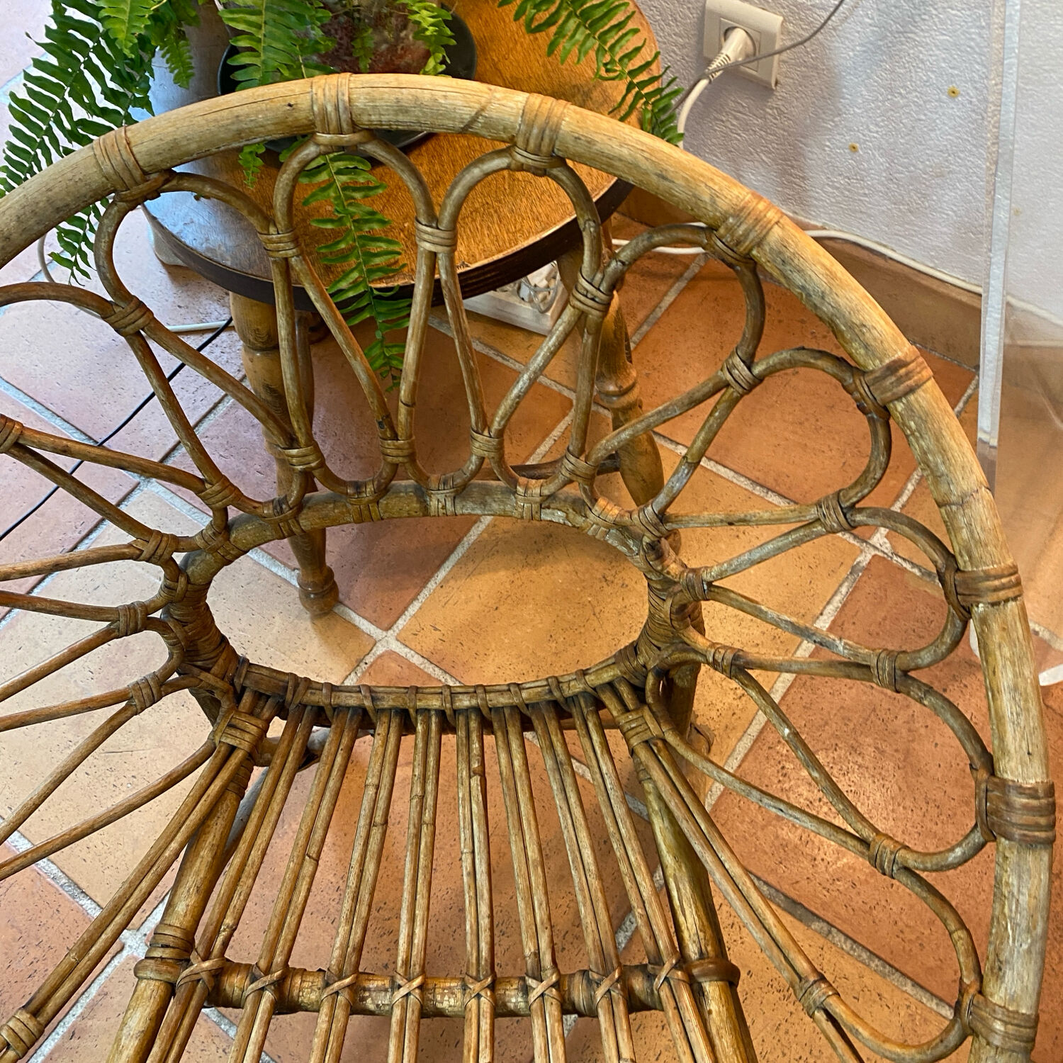 Two rattan shell chairs, 1960s