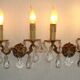 Pair of French Vintage Double Bronze Crystal Wall Lights with Acanthus Detail