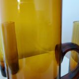 Set carafe and 5 amber glasses
