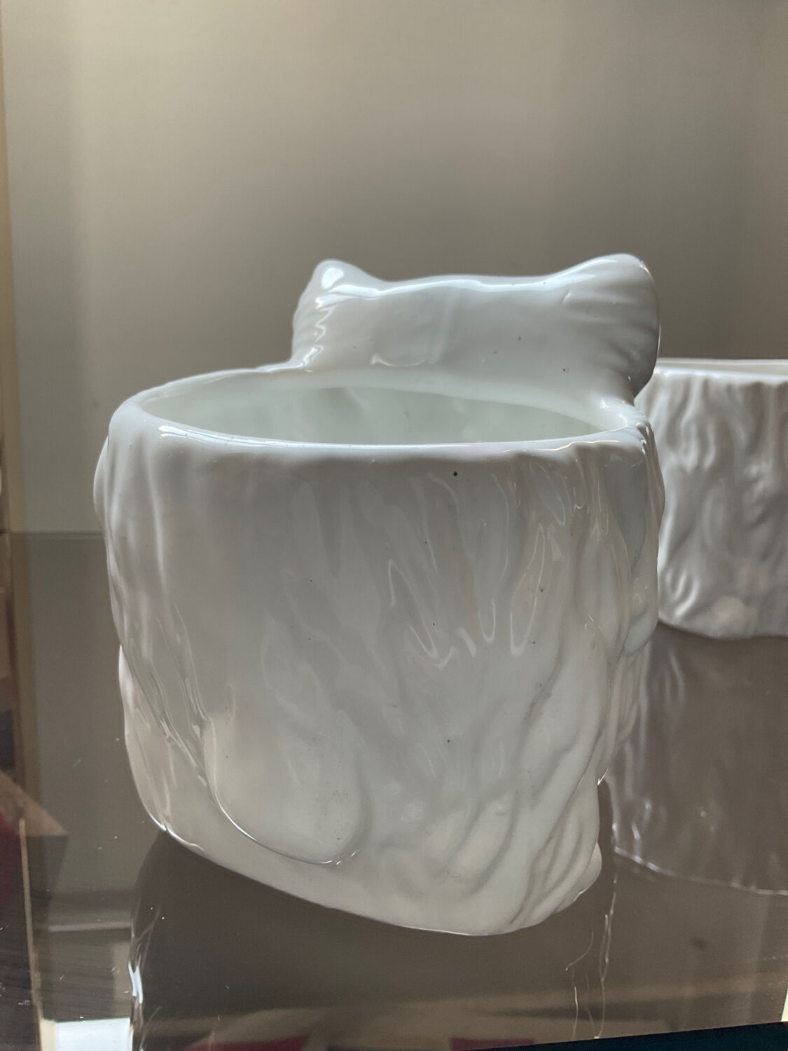 Duo of vintage pot pot dogs ceramic 70s-80s