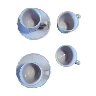 Lot de 4 tasses parme 2 soucoupes