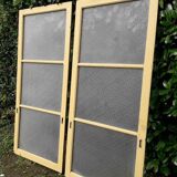 Pair of antique translucent glass sliding doors