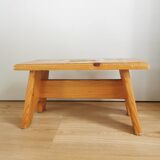 Vintage Hand-Painted Wooden Footstool: Yugoslavian Folk Art Decor