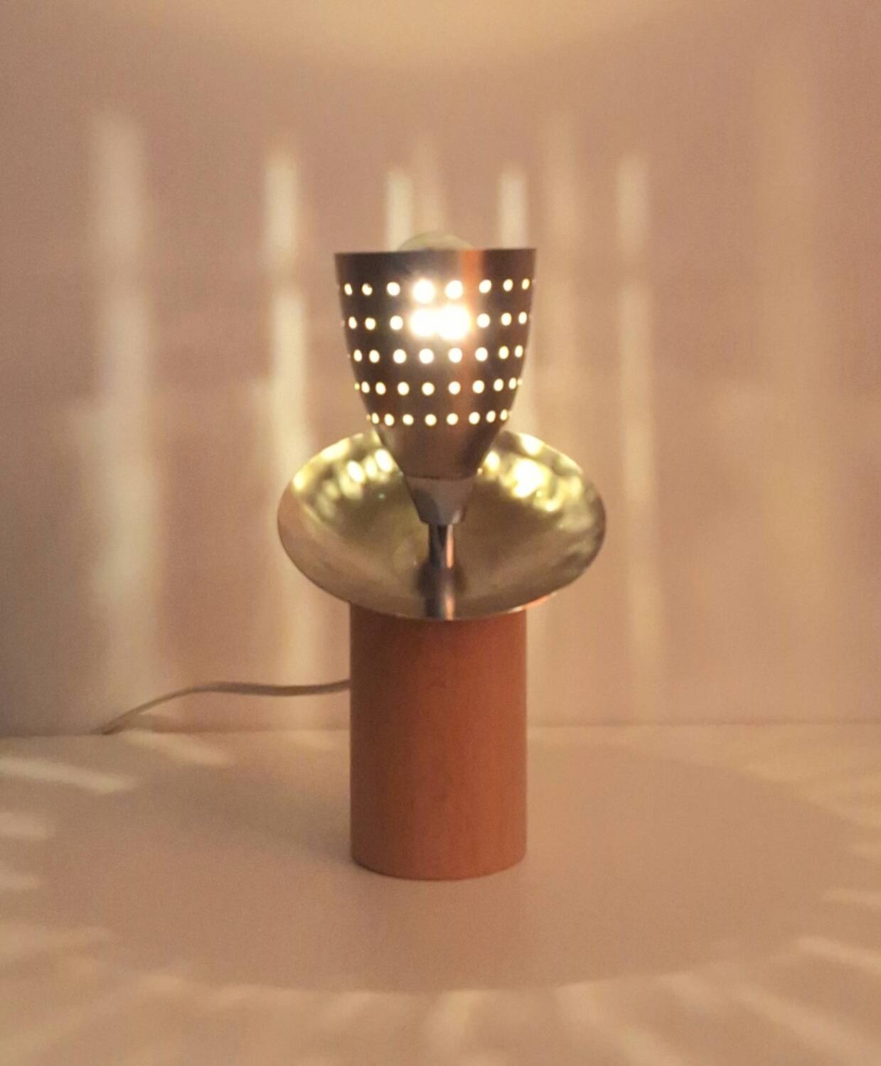 Lampe de créateur bois inox