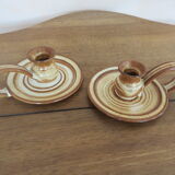 Pair of stoneware candlesticks