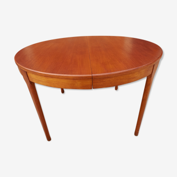 Extendable round table Teak by Tricoire & Vecchione for TV cabinet Paris 1960