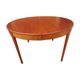 Extendable round table Teak by Tricoire & Vecchione for TV cabinet Paris 1960