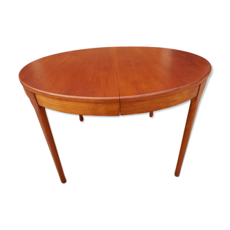 Extendable round table Teak by Tricoire & Vecchione for TV cabinet Paris 1960