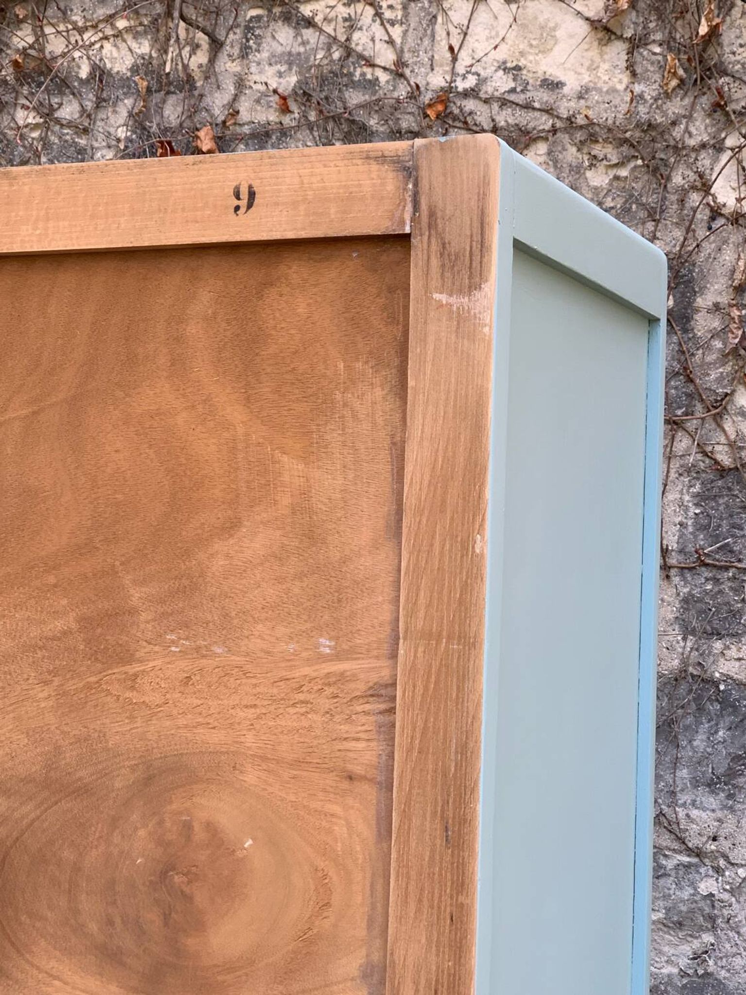 Armoire parisienne vintage bleu vert grisé