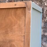 Vintage Parisian wardrobe, blue-green and gray