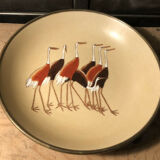 Hollow plate Japan ACF porcelain circled brass decorated with cranes