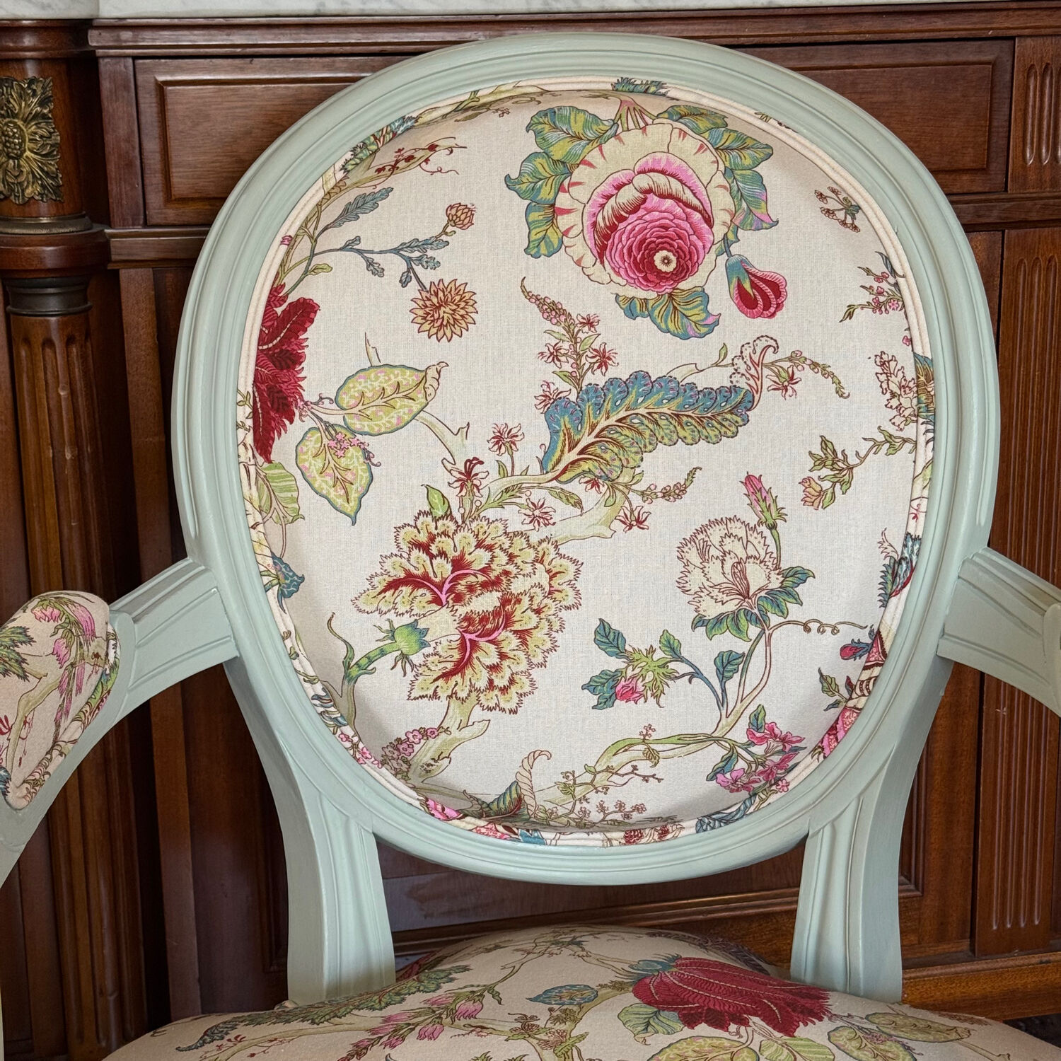 Louis XVI medallion armchair – traditional upholstery