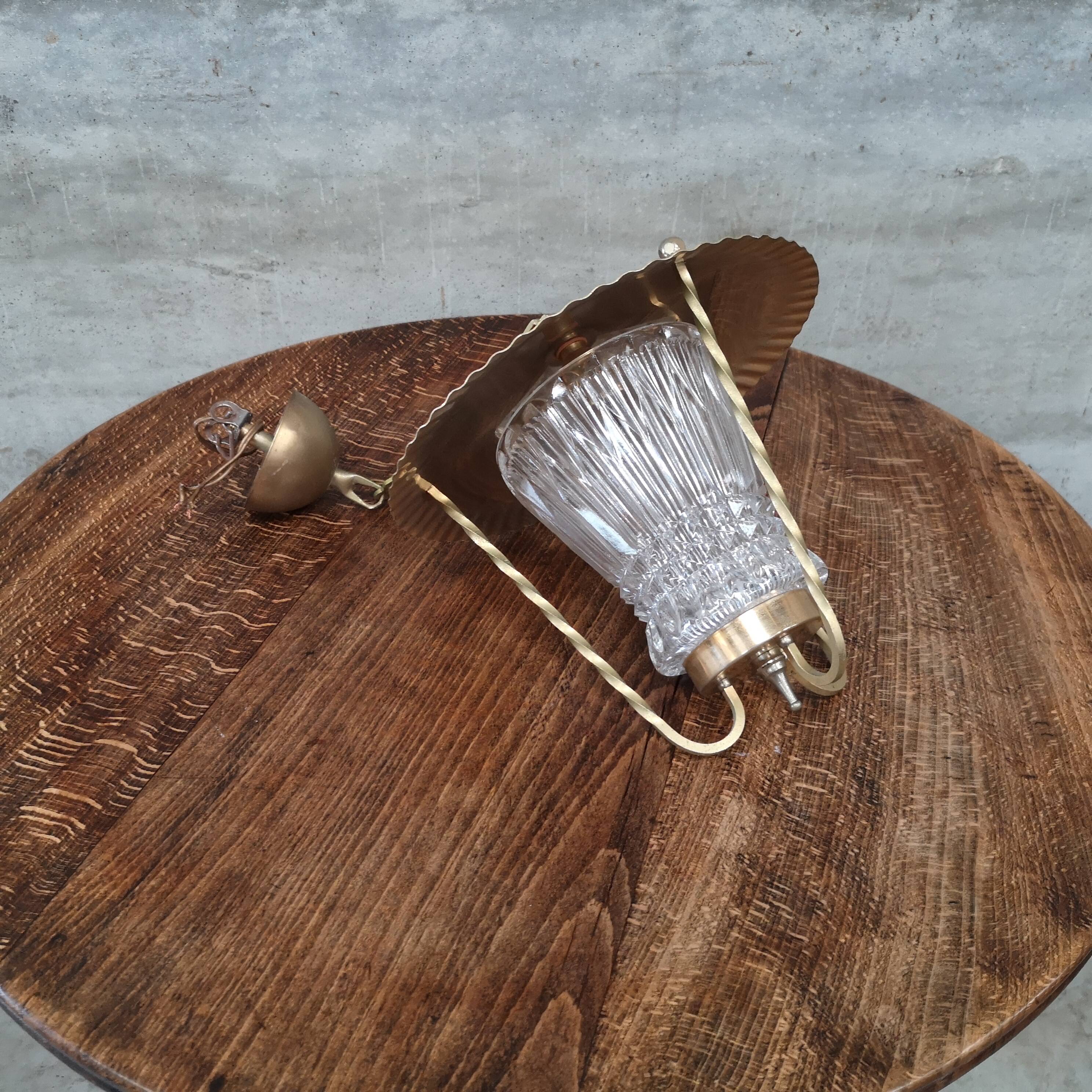 Brass lantern small chain pendant vintage entrance 1950