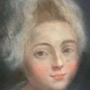 Painting / Pastel on cardboard "portrait of woman" framed under glass