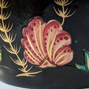 Large pitcher / Monaco vase in polychrome earthenware with bas relief decoration of fish on a seabed