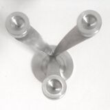 3-light solid stainless steel chandelier Height 22.5 cm Late 1960s