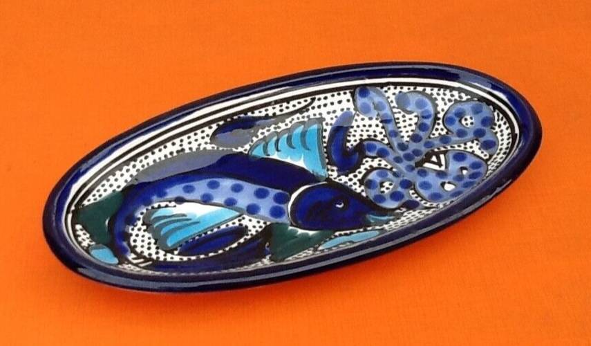 Ceramic bowl oval shape Fish decor