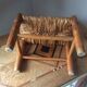 Duo de repose-pieds en bois et paille
