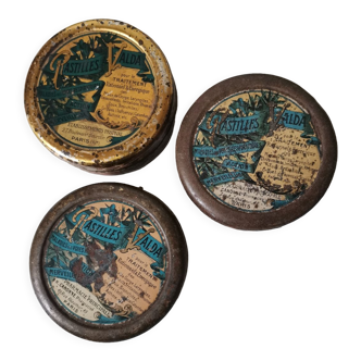 Set of 3 vintage Valda pastille metal boxes