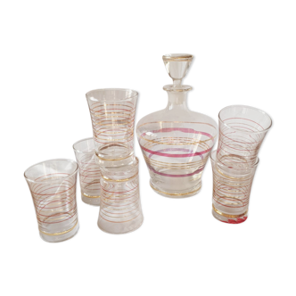 Carafe années 40 et ses 6 verres