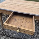 Old rustic farm table one drawer -1m20