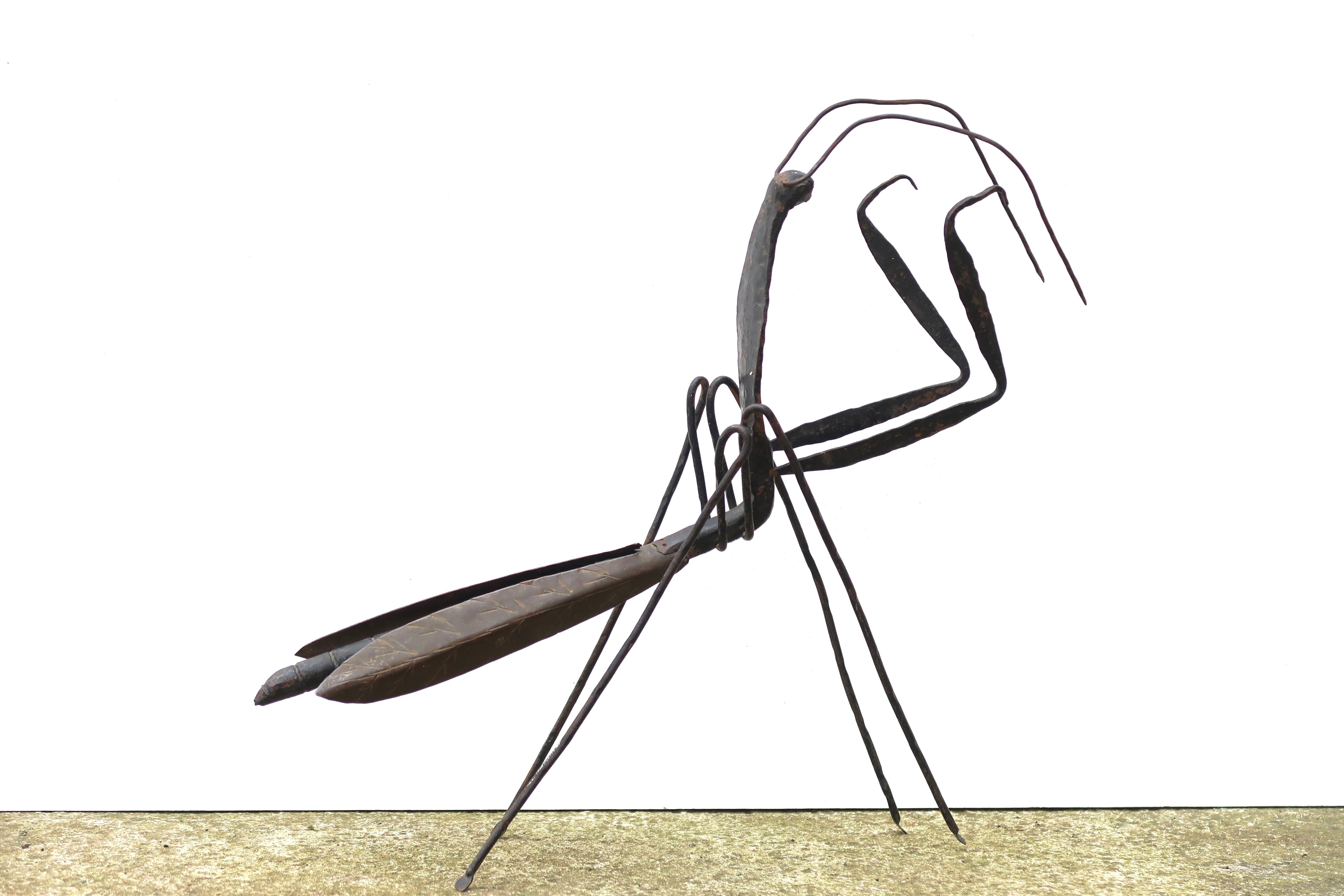 Sculpture of a religious mantis in wrought iron, 50s