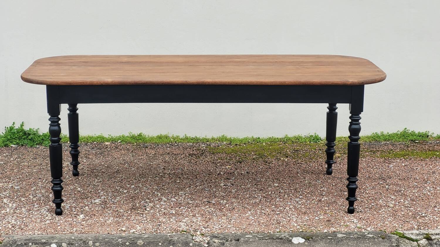 Louis Philippe style oval patinated bistro farm table - 1m90