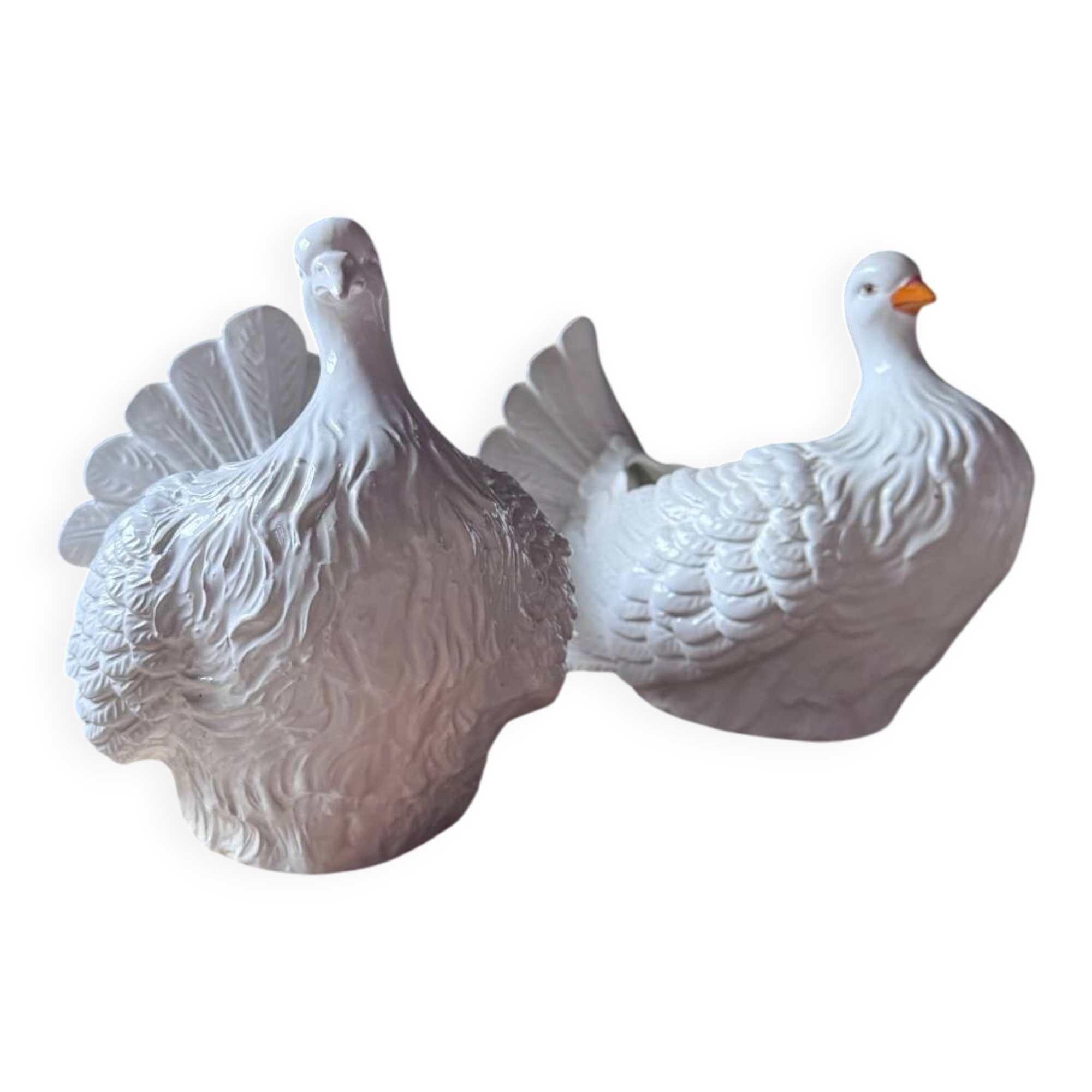 Pair of vintage Regency Italian Dove plant pots