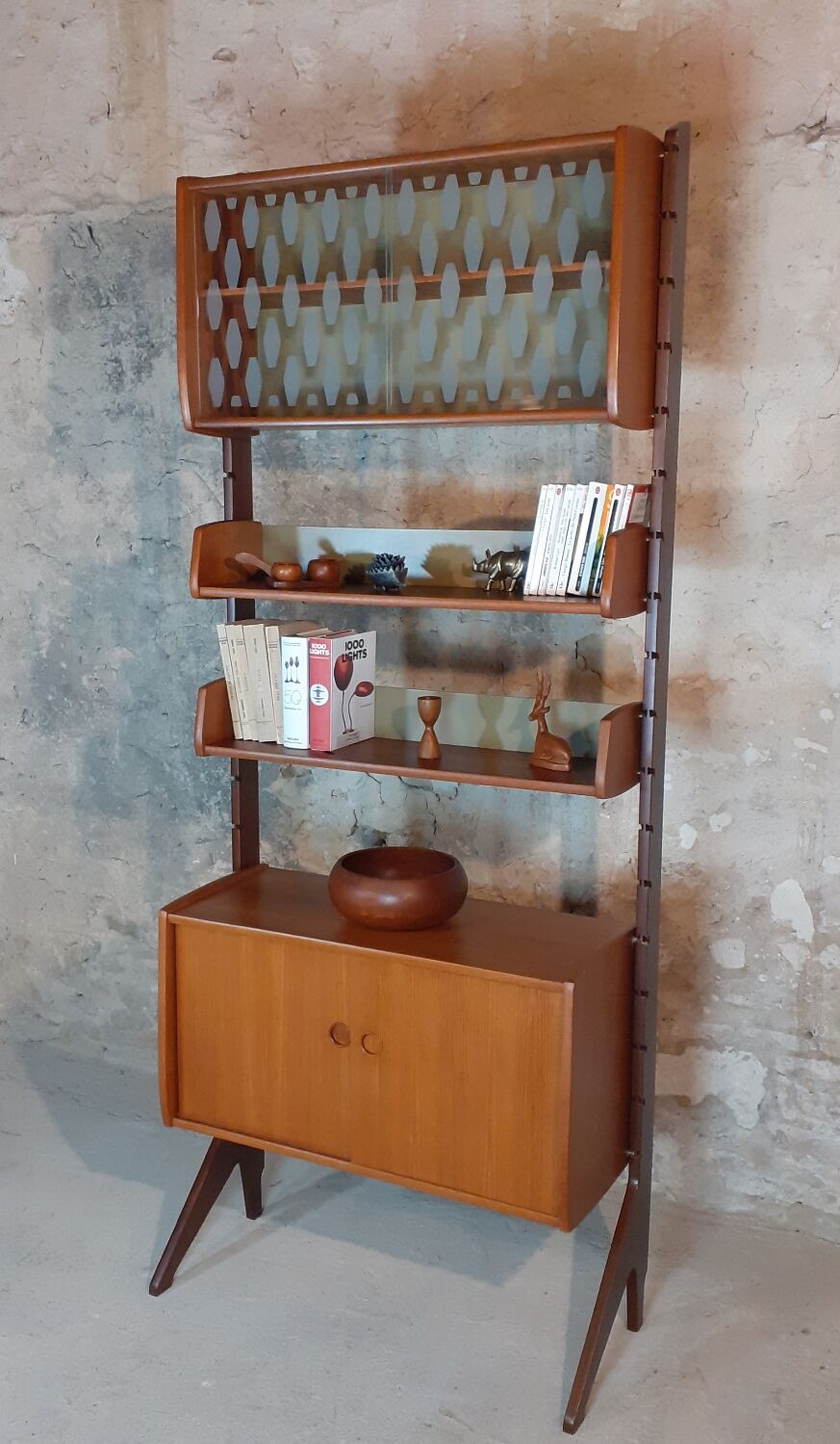 Ergo teak shelving unit, Scandinavian vintage 1960s