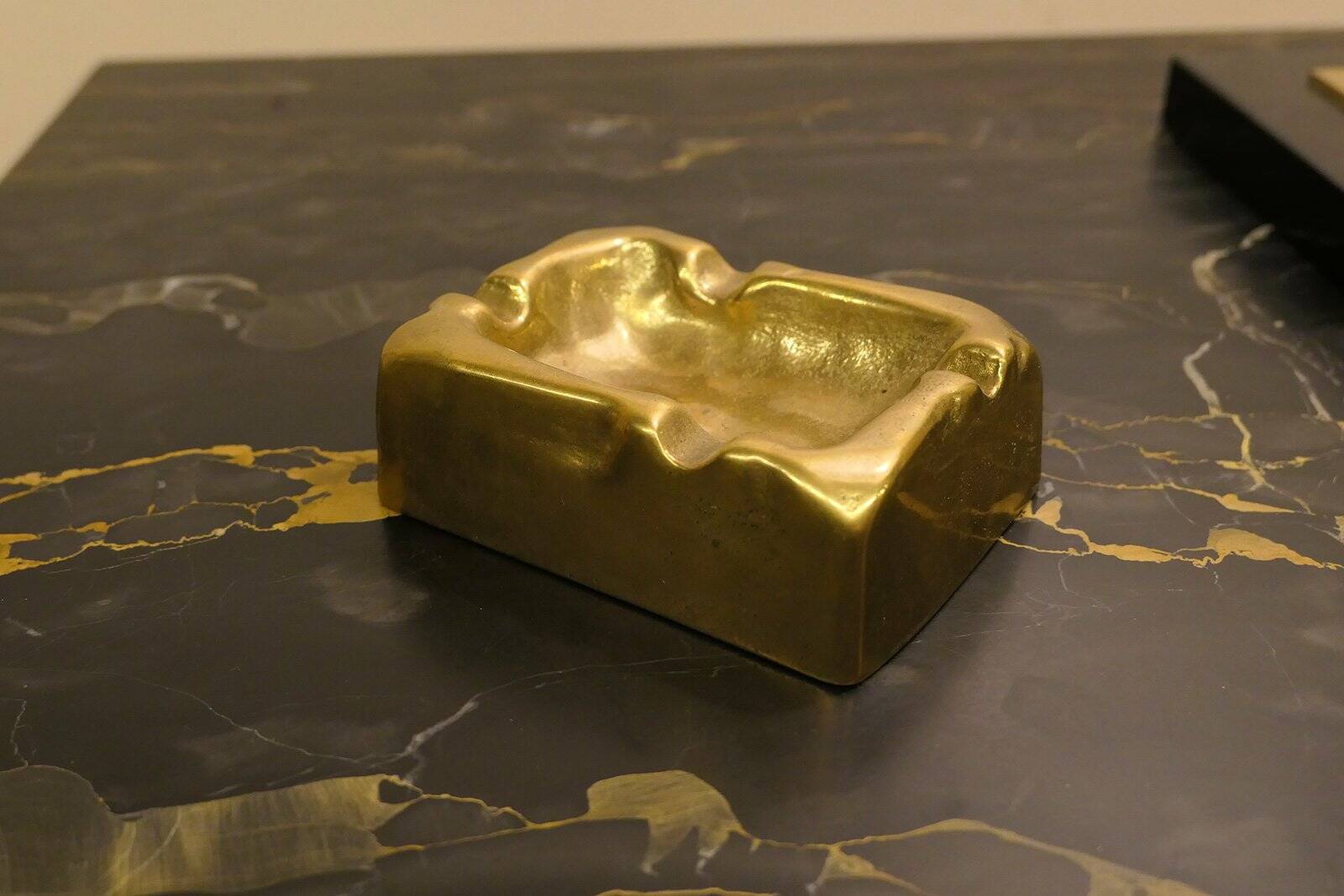 Brutalist bronze ashtray, Lauterbach, France, 1950s