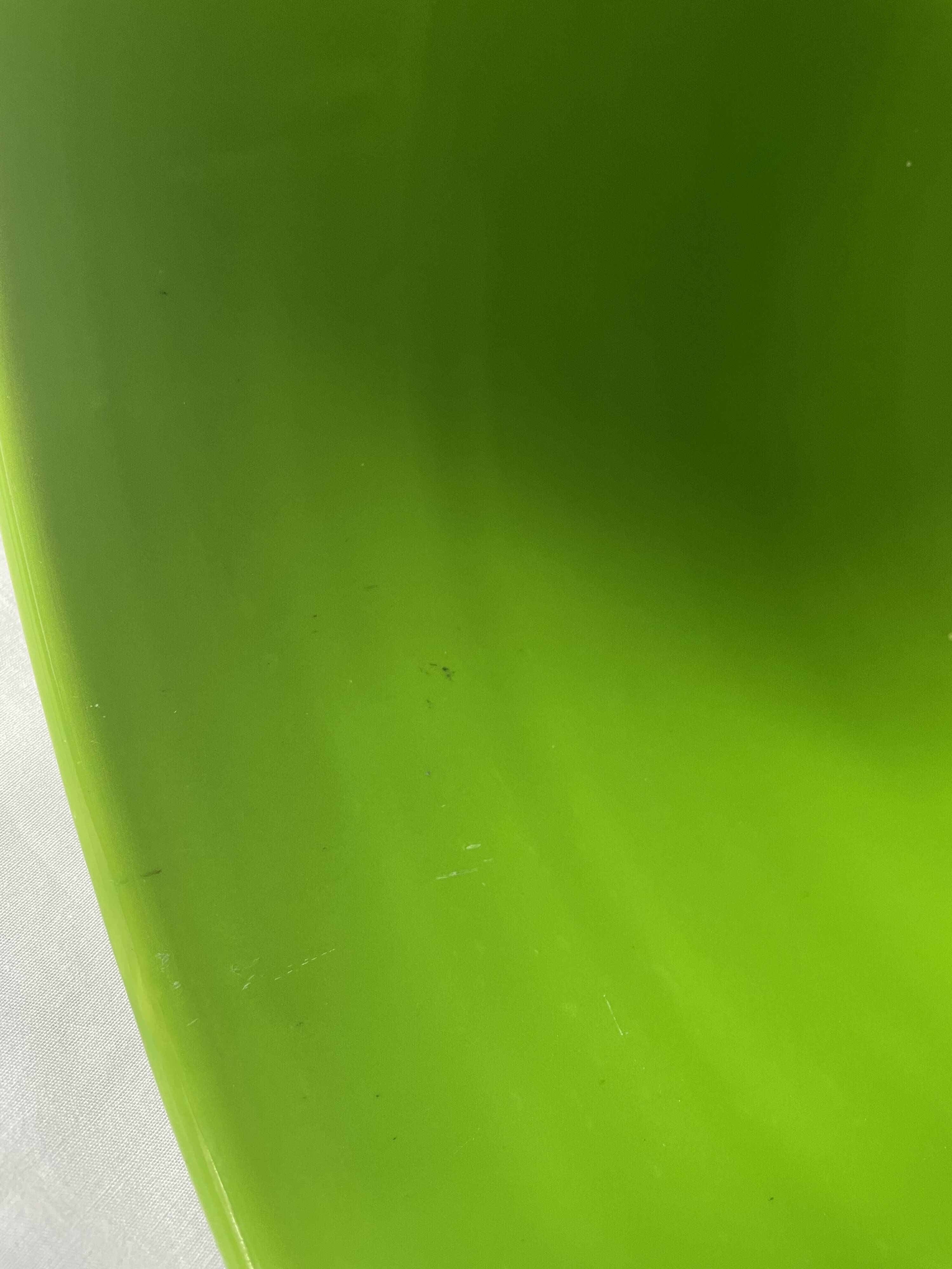 Glazed green pot cover in the style of Moreau Bourg earthenware