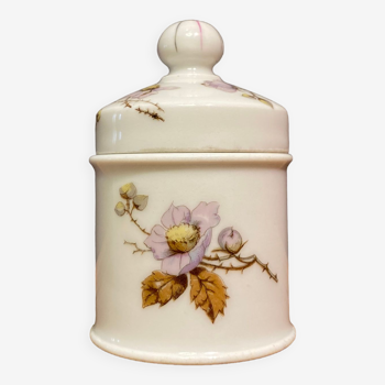 Porcelain covered pot with floral decoration