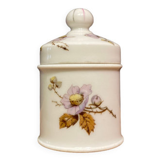 Porcelain covered pot with floral decoration