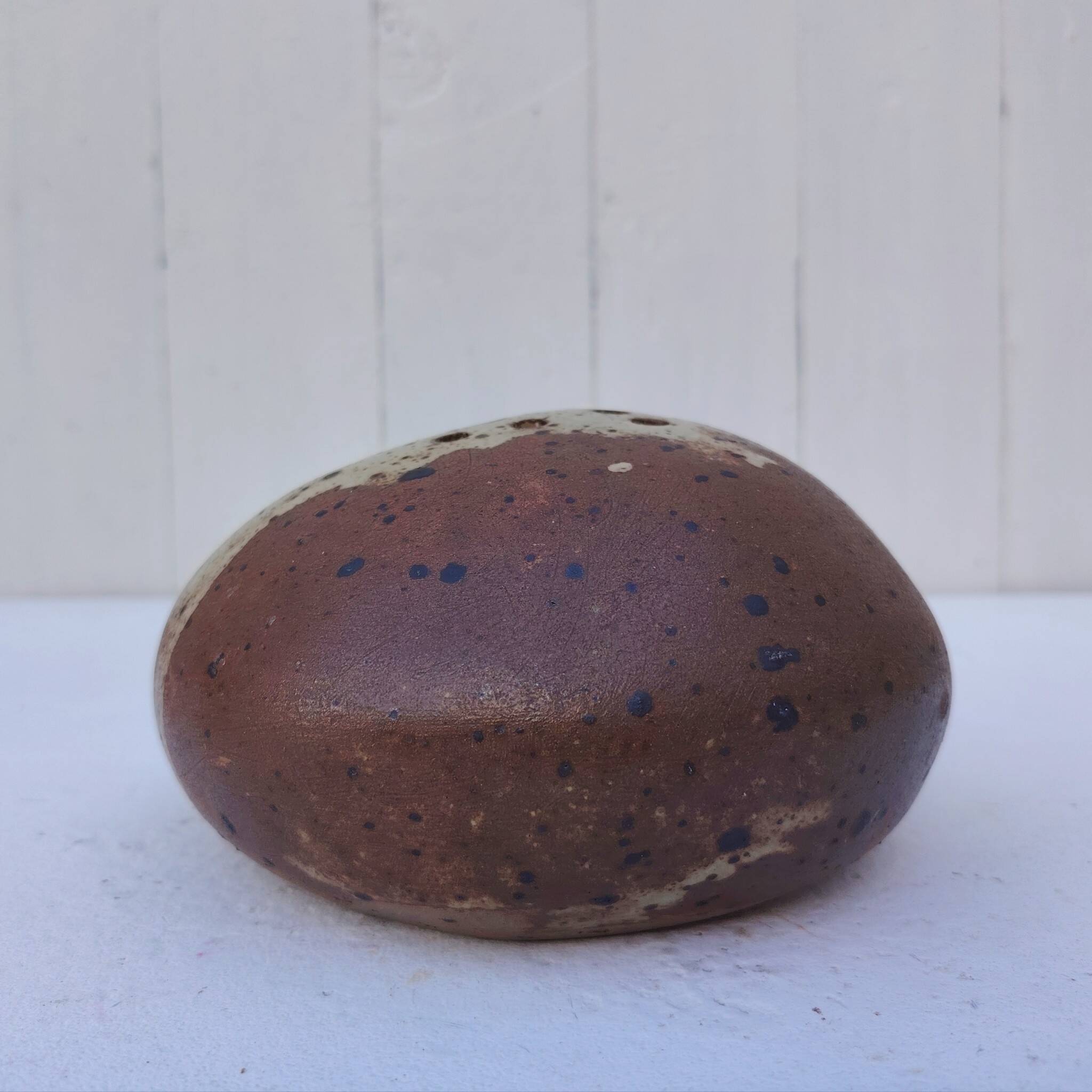 Flower vase, pyrite stoneware, signed, vintage
