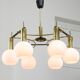 Mid-Century Modern Italian Brass and Opaline Chandelier