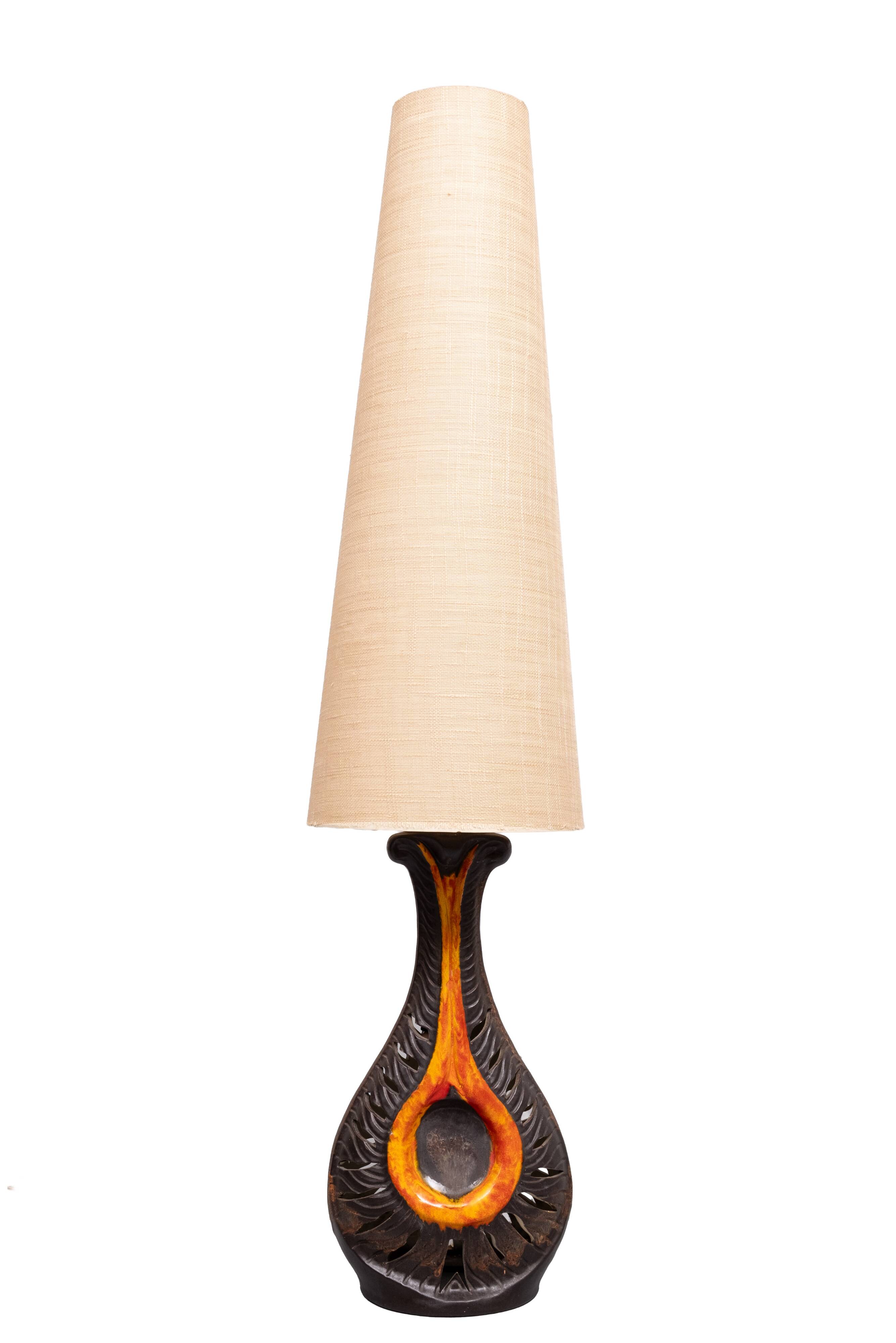 Large Fat Lava Ceramic Floor lamp by Walter Gerhards for West Germany 1970s