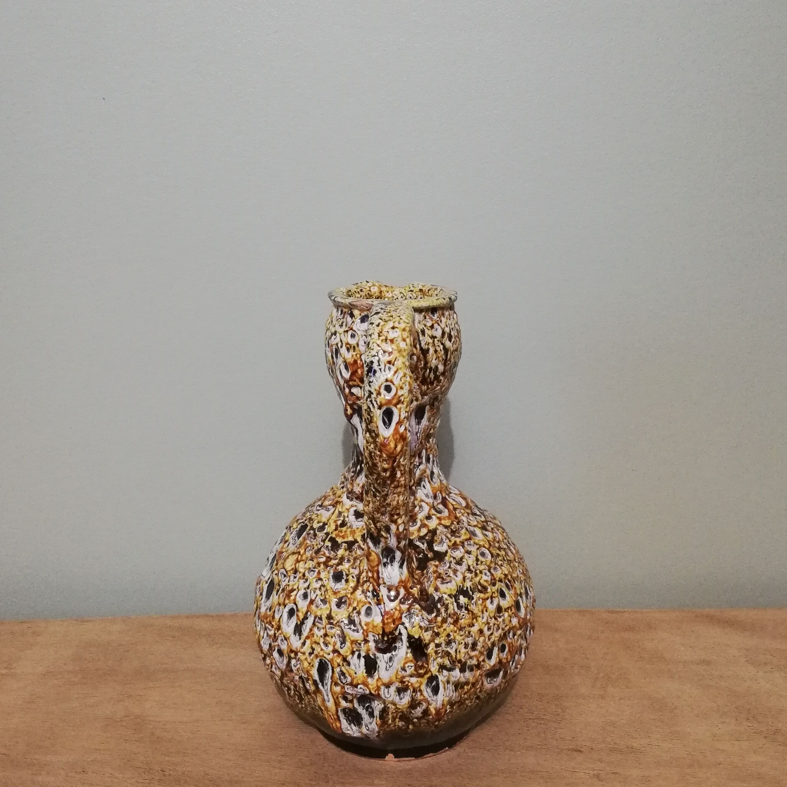 Honey colored Fat Lava ceramic pitcher vase
