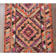 1970s Vintage Turkish Hand-Knotted Wool Cotton Orange Runner Rug 100x322