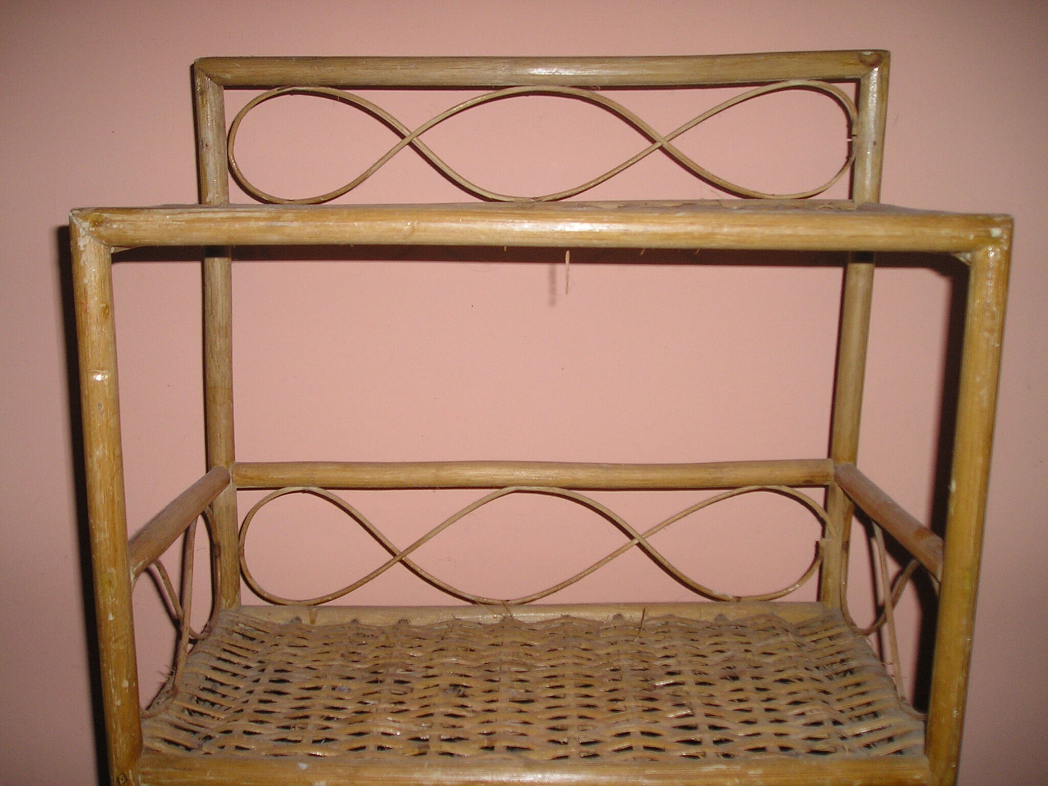 2-shelf, 2-door 1970/80 rattan furniture