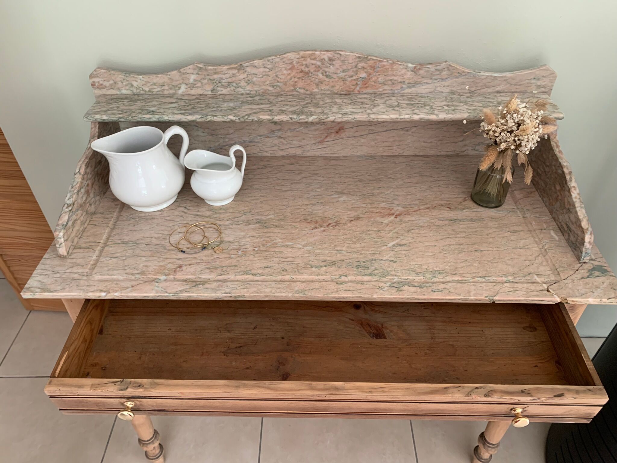 Pink marble dressing table