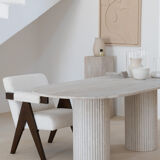 Olya oblong dining table 150x90 in natural travertine