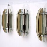 Set of Four Labeled Thick Glass Sconces by Veca, Italy, 1960s