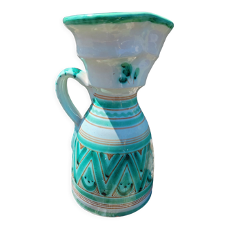 Pitcher with green geometric decor from the 60s