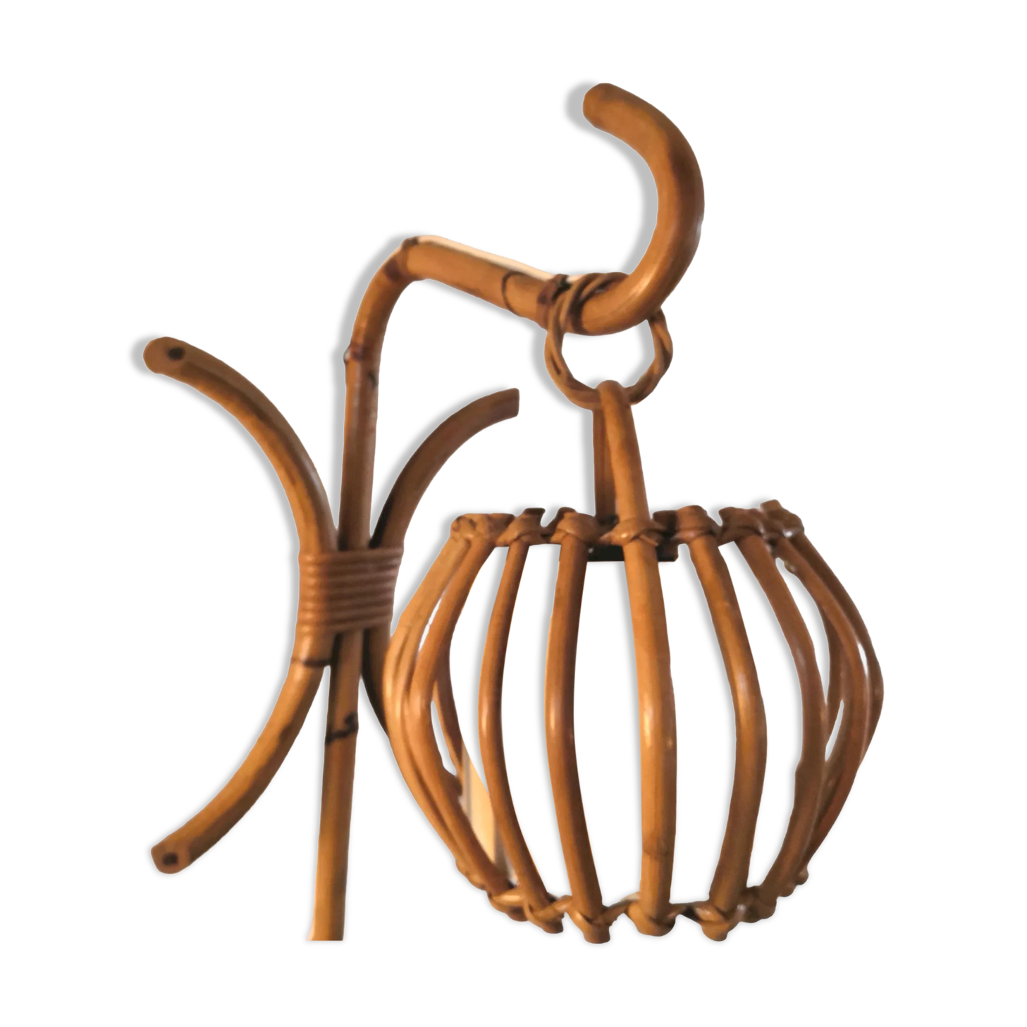 Applique en rotin et bambou années 50