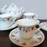 Service à thé XIXe en porcelaine peint à la main signature inconnue