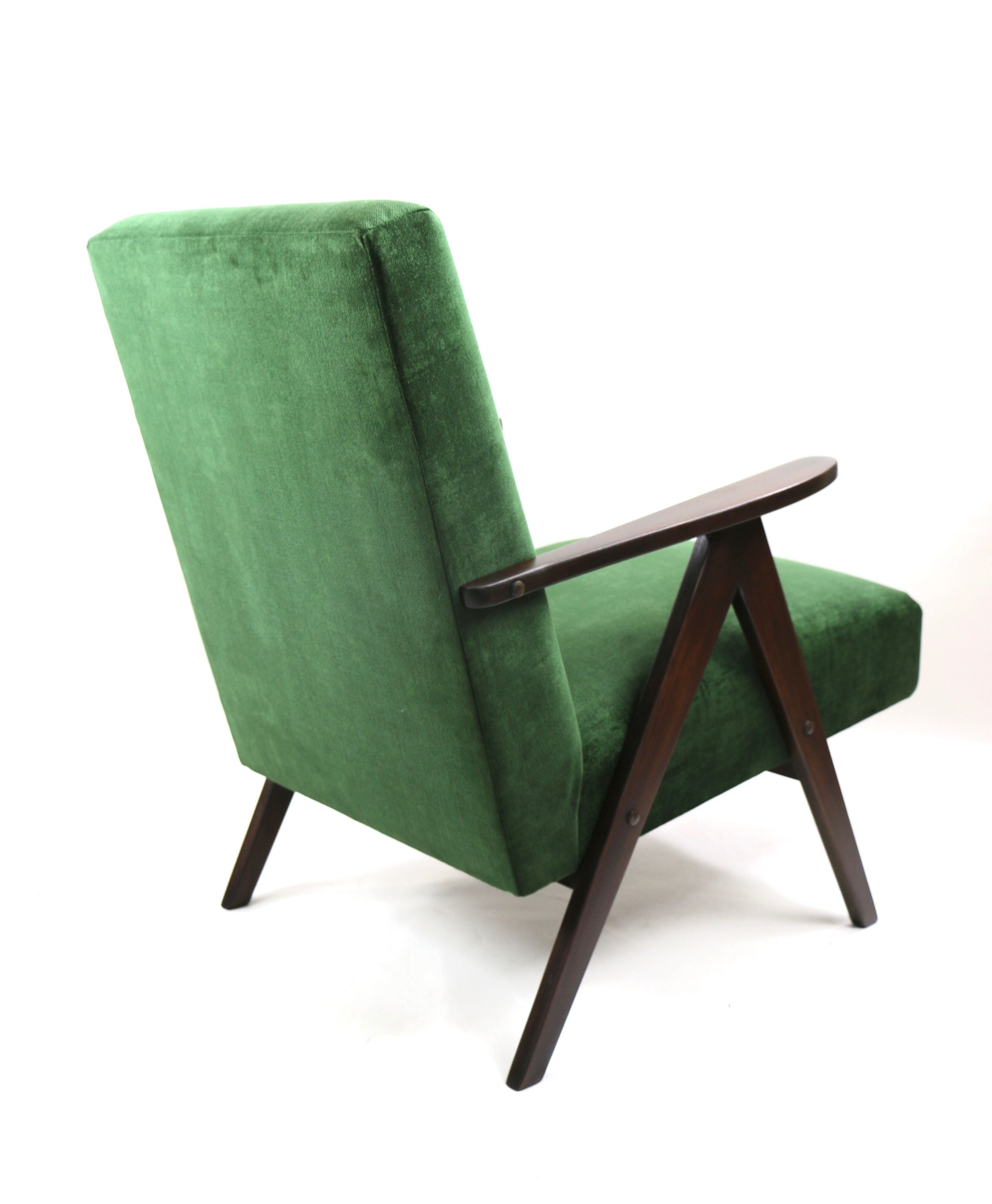Vintage var green structural velvet easy chair, 1970s