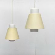 Glass and metal suspensions from the Mid-Century period, set of 2.
