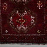 Afghan fringed wool vintage rug 103x79cm